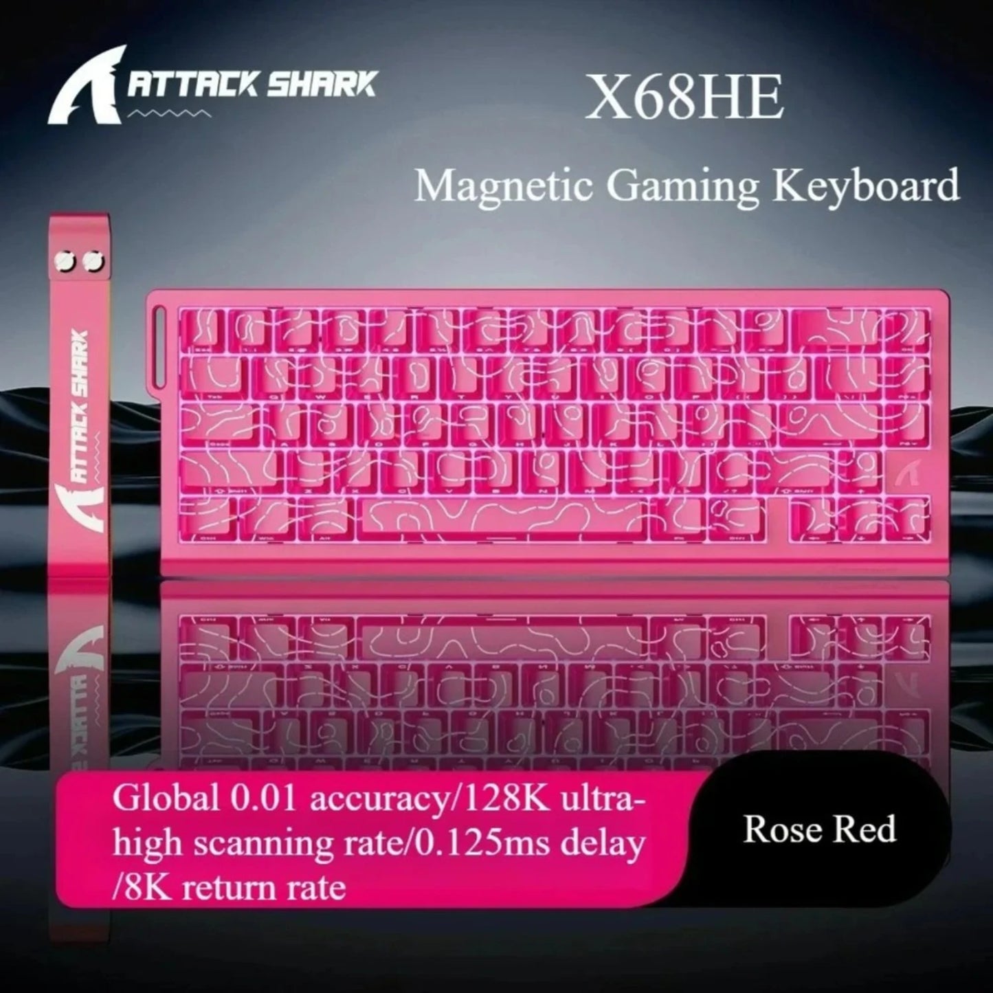 Attack Shark X68 He Gaming Keyboard Magnetic Mechanical Wired for Pro Gaming 0.01mm Rapid Trigg 8000Hz 128K Rate